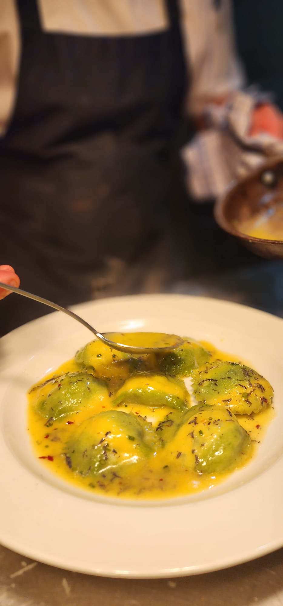 Filled pasta finished with herb butter