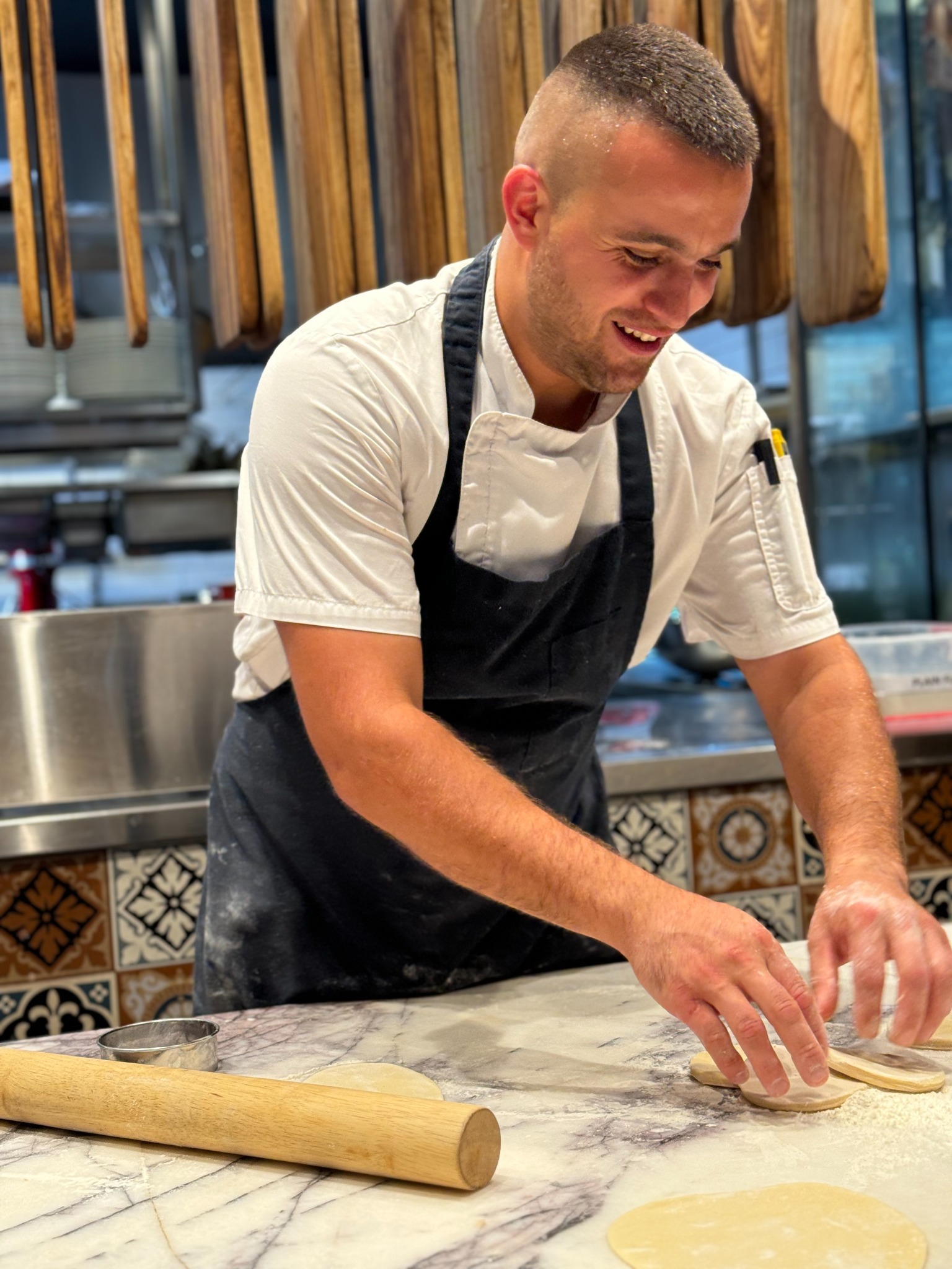 Chef Paata hand-shaping khinkali dough